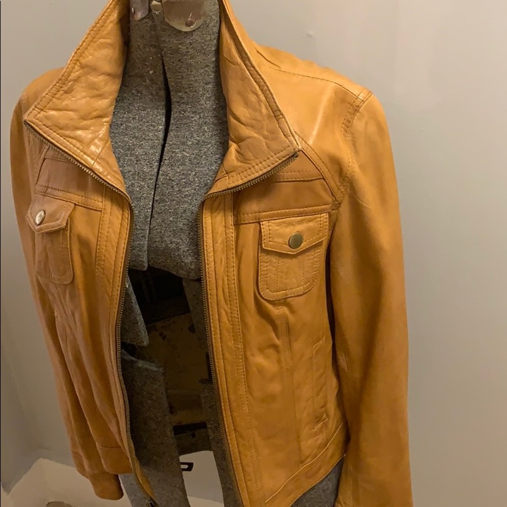 Caramel Color Leather Jacket